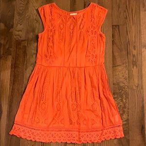 Coral mini cotton lace dress size 4 Anthropologie